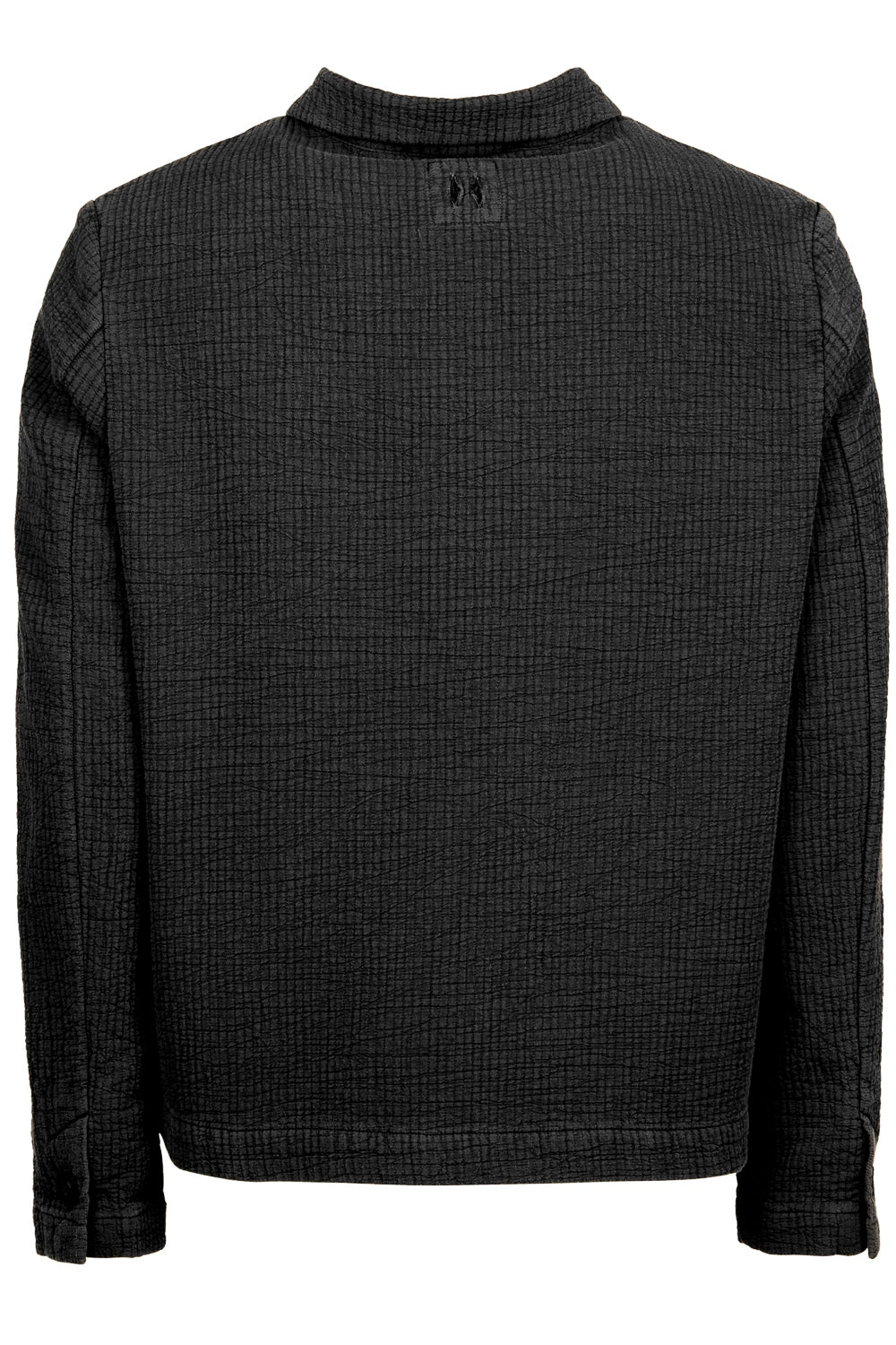 Textured Cotton Design Overshirt Black
