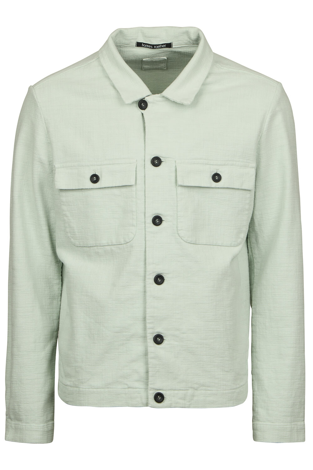 Textured Cotton Front Pocket Overshirt Matcha