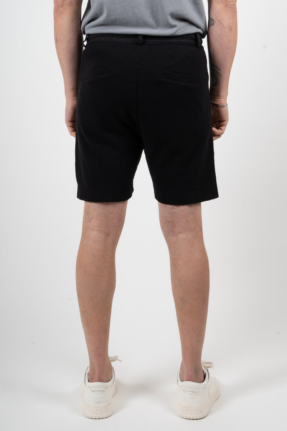 Textured Cotton Shorts Black