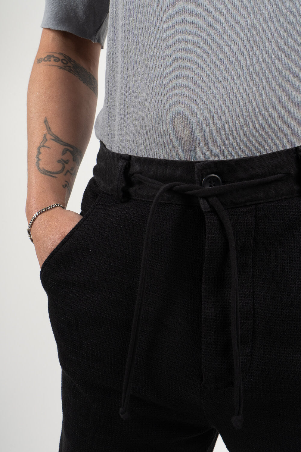 Textured Cotton Shorts Black