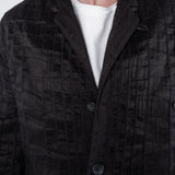 Textured Design Linen Jacket Black