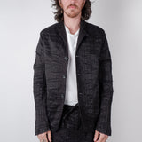 Textured Design Linen Jacket Black