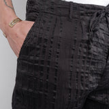 Textured Design Linen Trouser Black