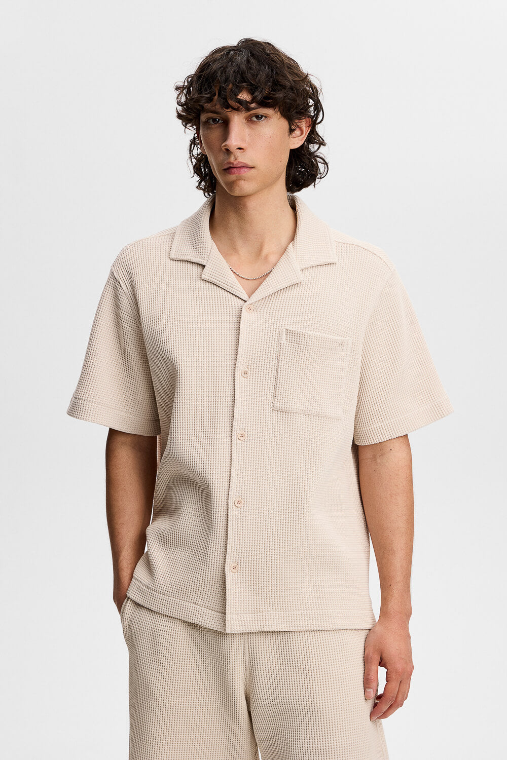 Theron Waffle Shirt Cream