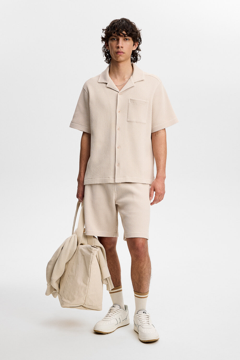 Theron Waffle Shirt Cream