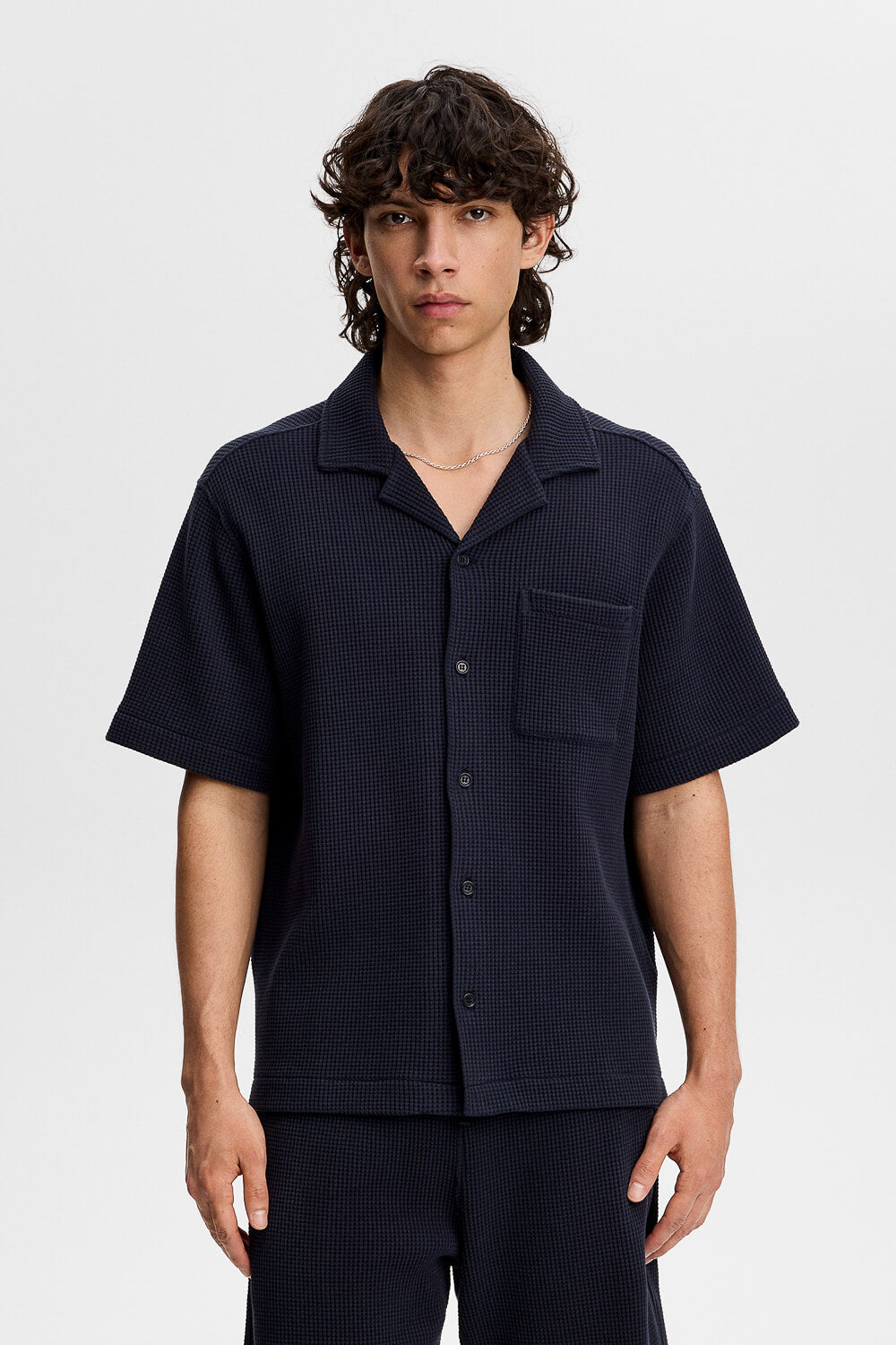 Theron Waffle Shirt Navy