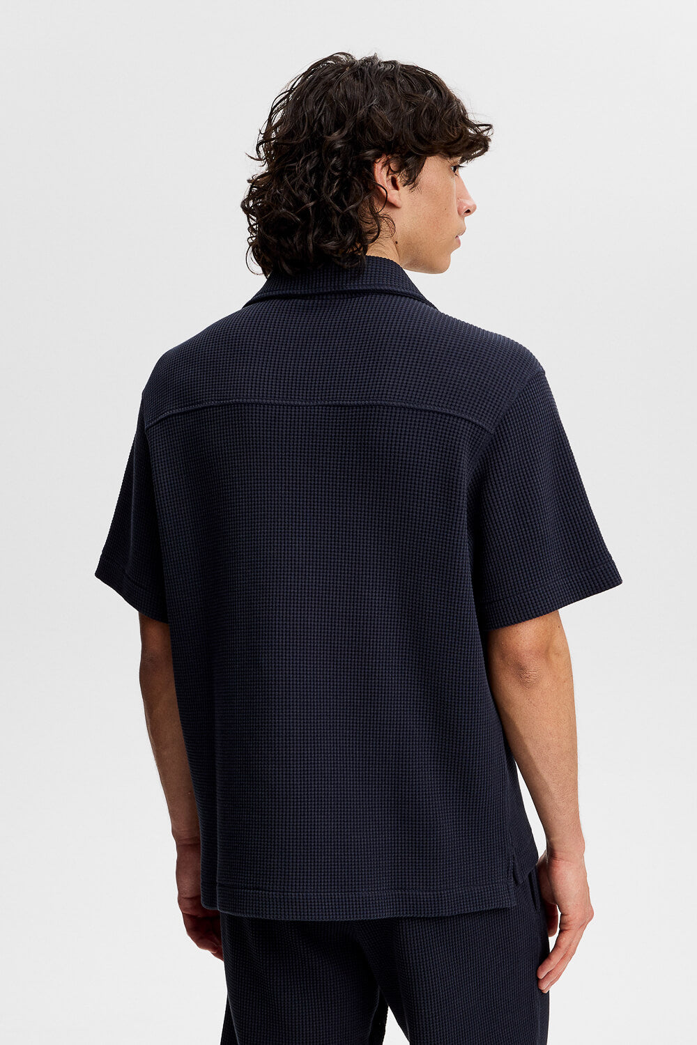 Theron Waffle Shirt Navy