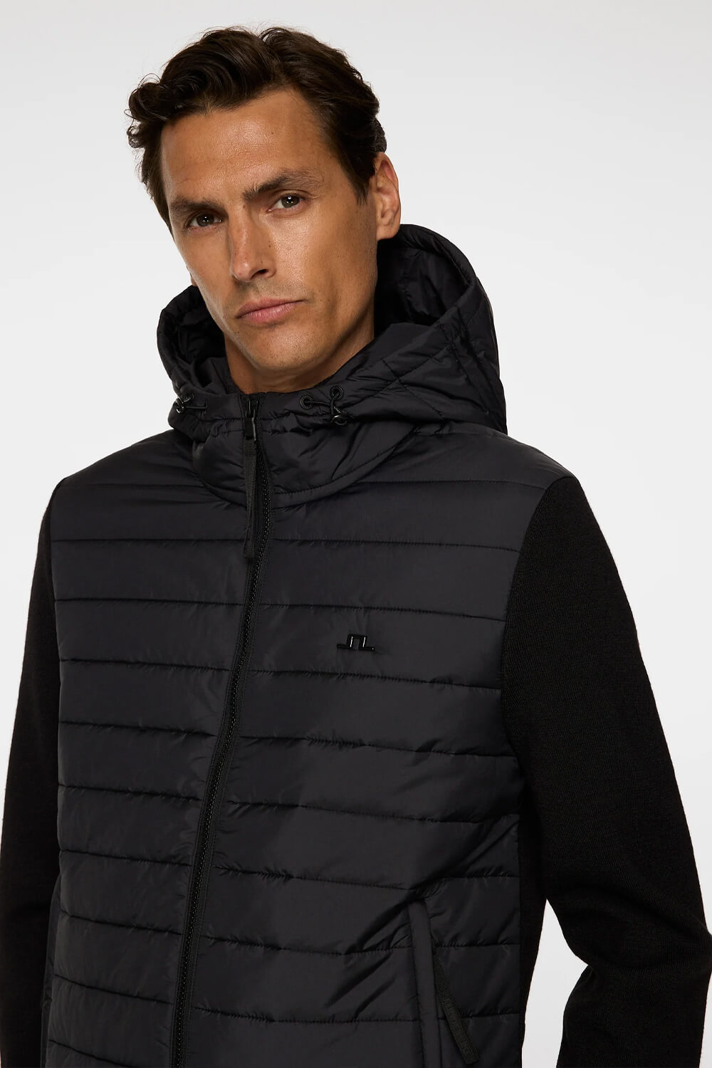 Thorn Hood Knit Hybrid Jacket Black