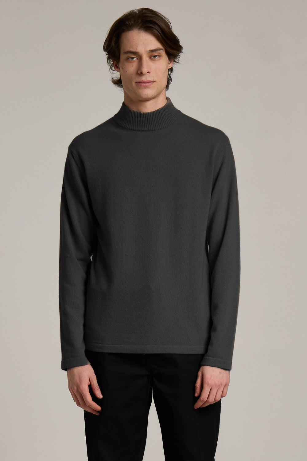 Turtle Neck Ultra Soft Merino Cashmere Sweater Charcoal Grey