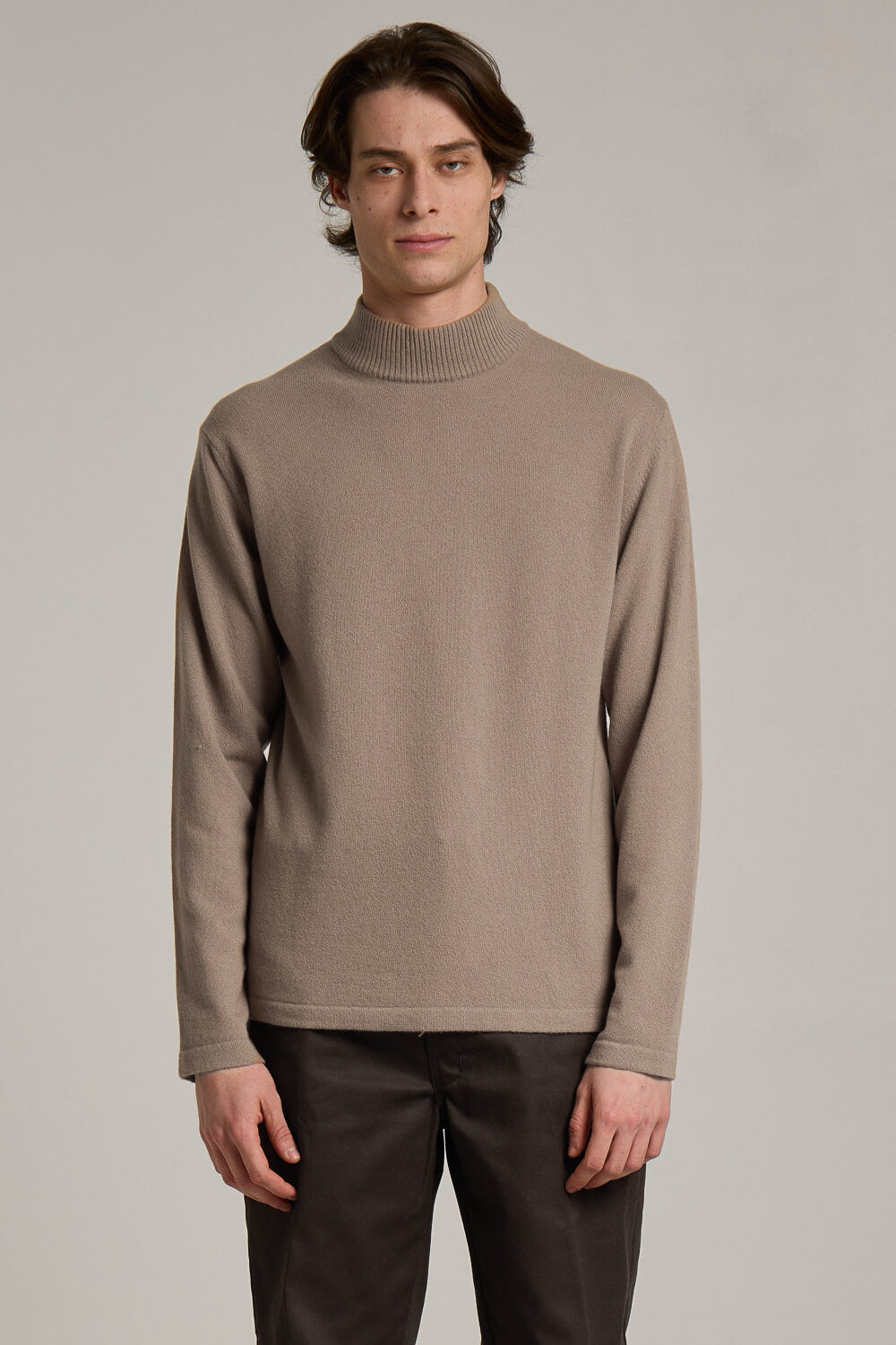 Turtle Neck Ultra Soft Merino Cashmere Sweater Dark Sand