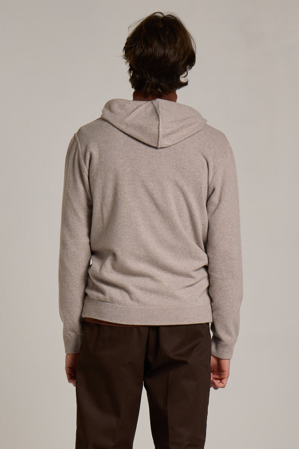 Ultra Fine Merino Wool/Cashmere Zip-Up Hoodie Oat