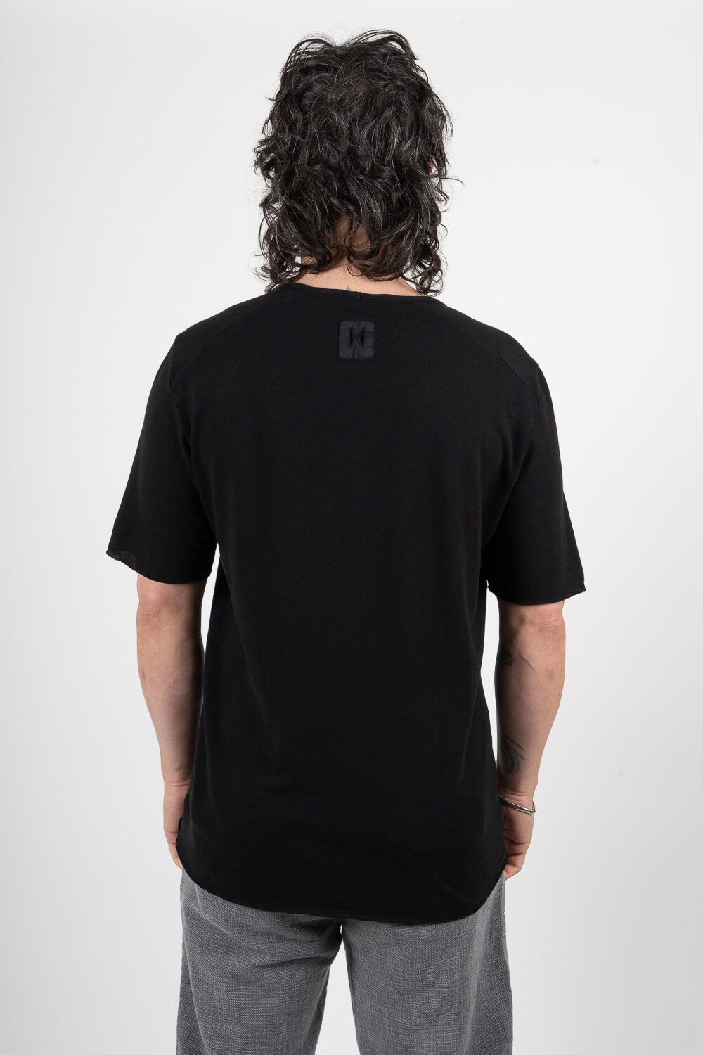 Ultra Soft Cotton/Linen Round Neck T-Shirt Black