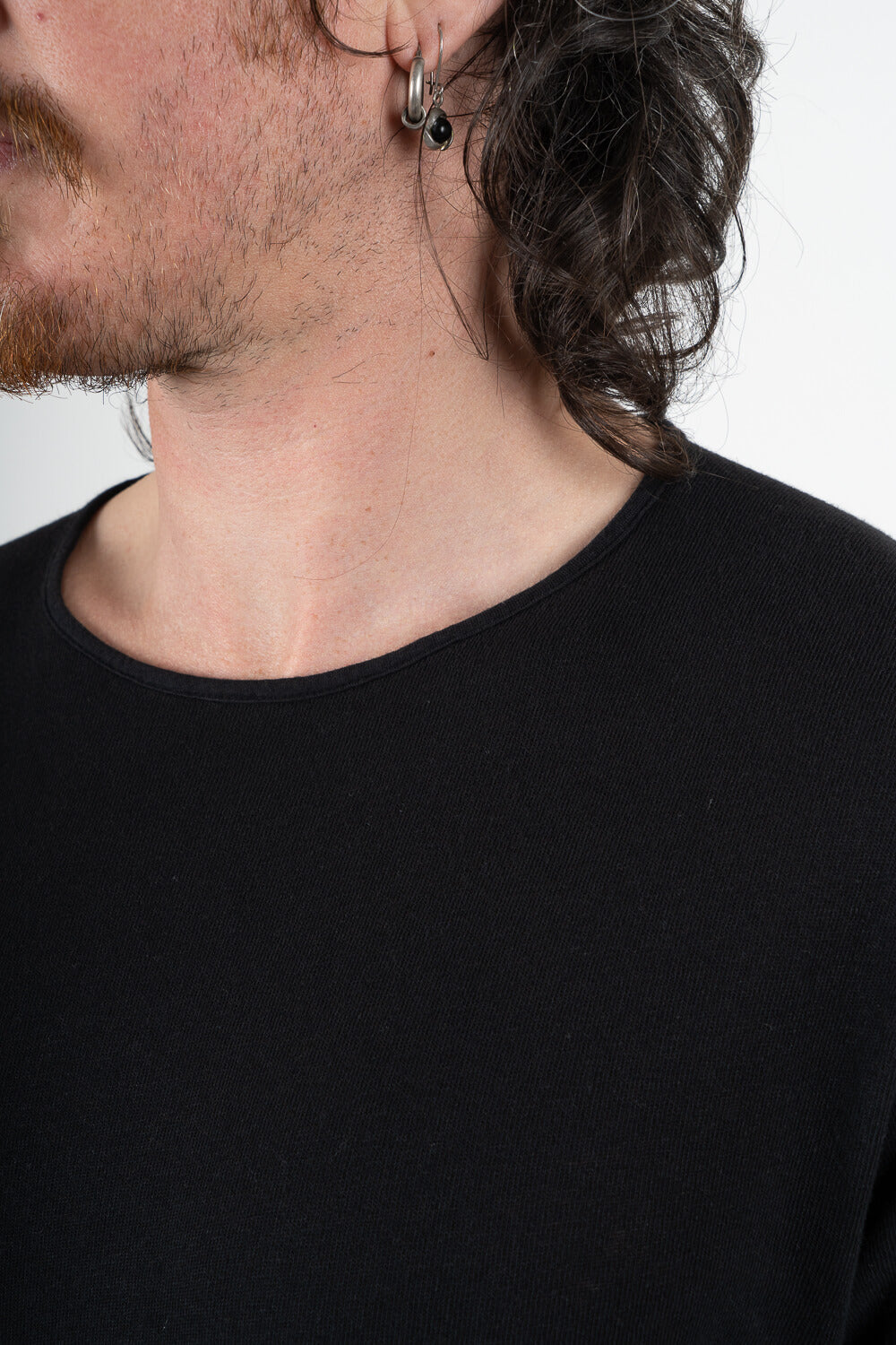 Ultra Soft Cotton/Linen Round Neck T-Shirt Black