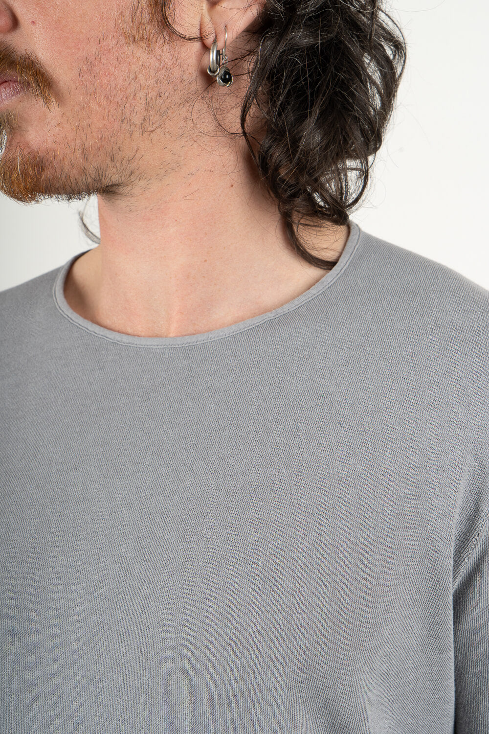 Ultra Soft Cotton/Linen Round Neck T-Shirt Grey