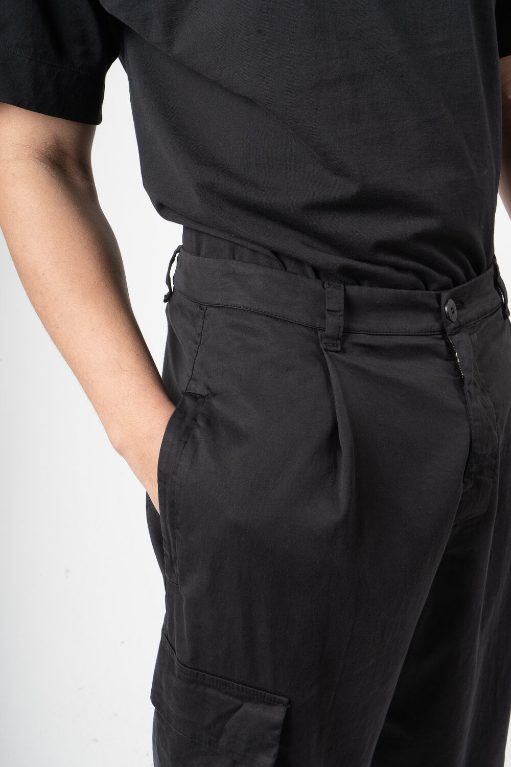 Ultra Soft Cotton Relaxed Fit  Cargo Trouser Black