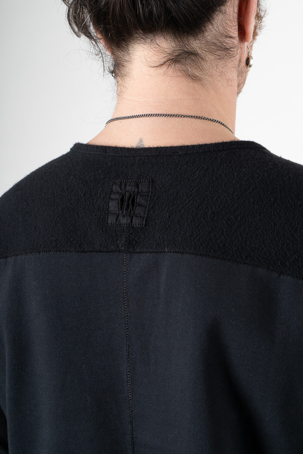 Ultra Soft Raw Neck Jersey Cotton Sweatshirt Black