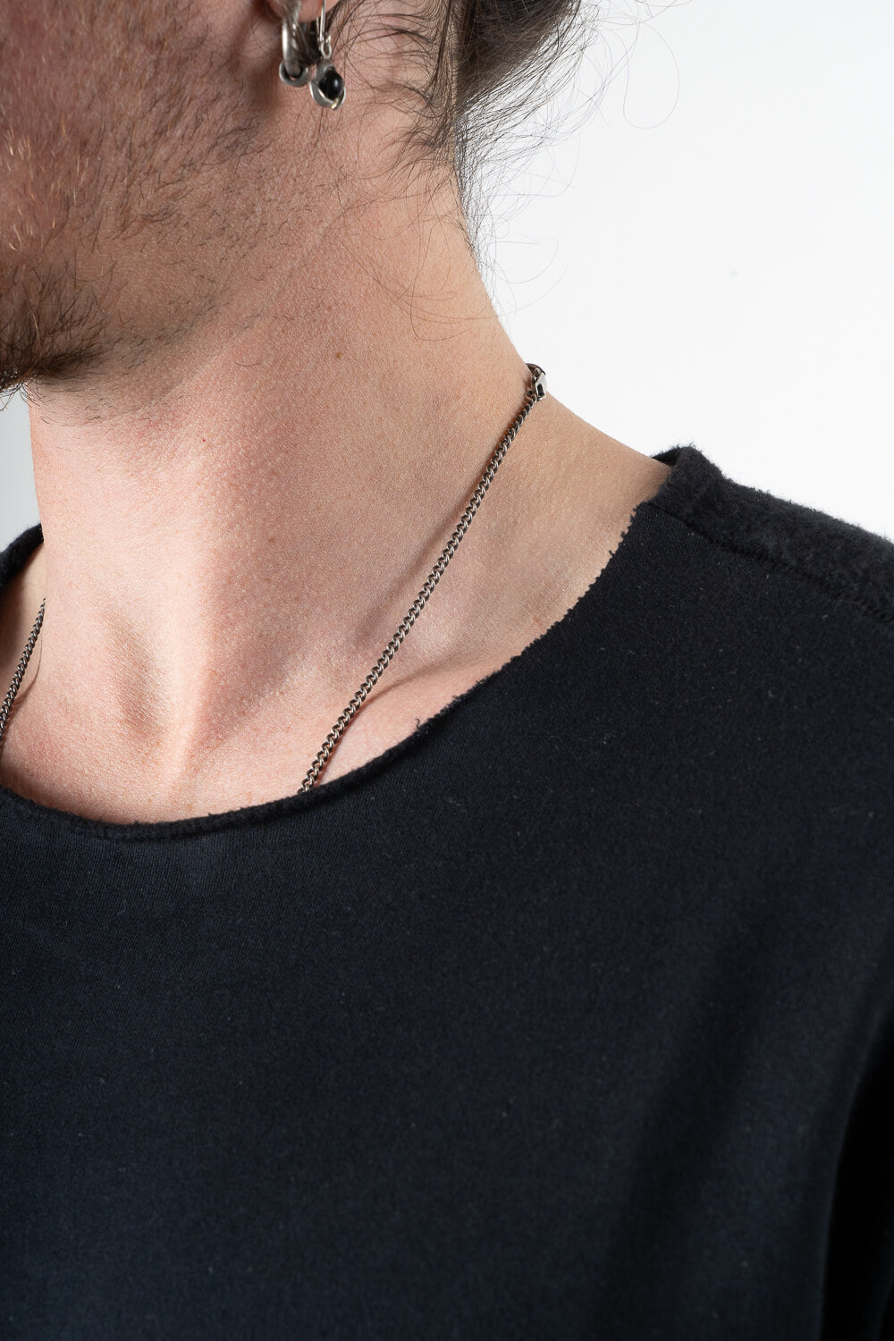 Ultra Soft Raw Neck Jersey Cotton Sweatshirt Black