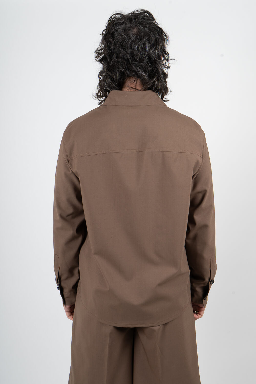 Ultrafine Blake Pocket Detail Button-Up Cotton Shirt Brown