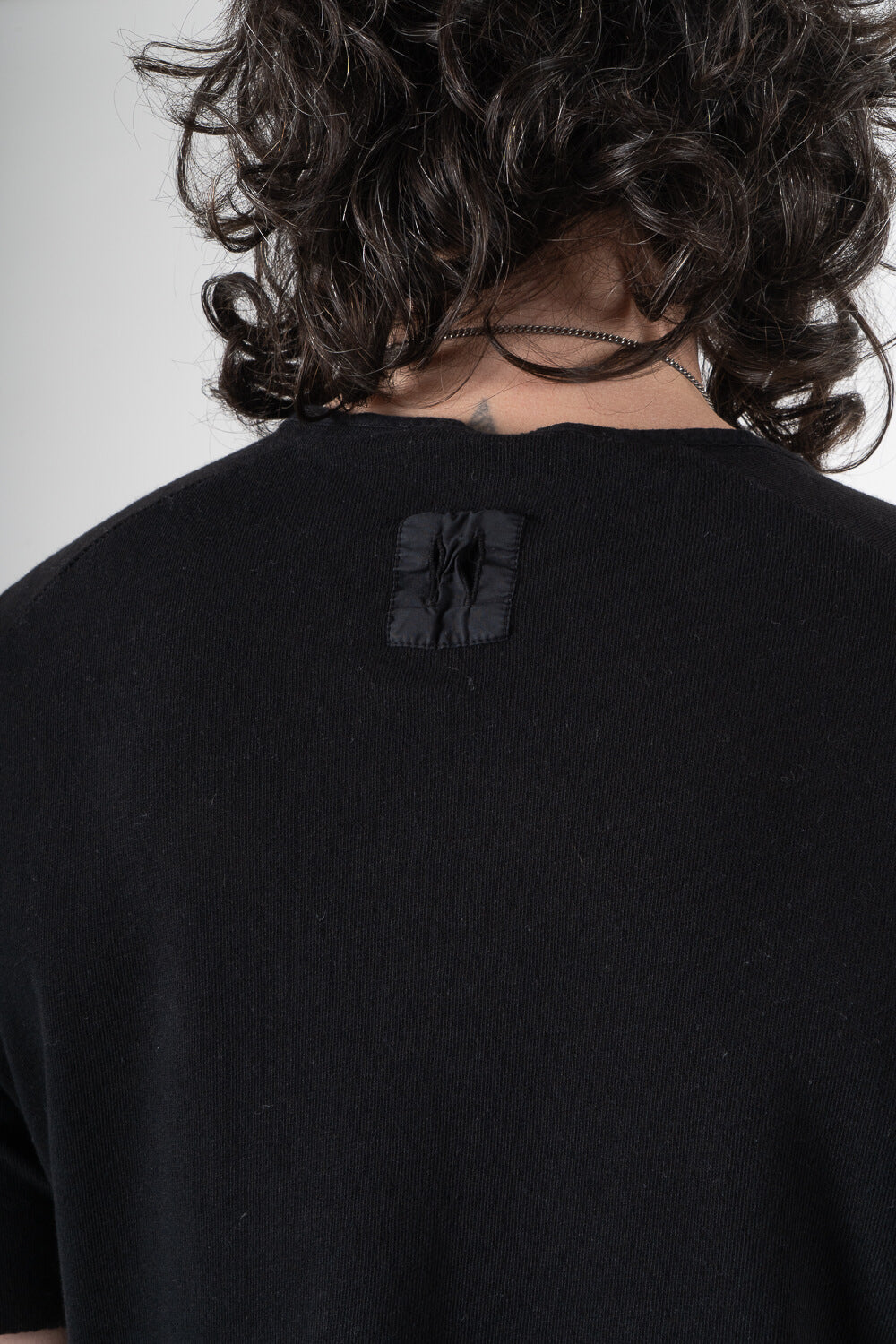 Velour Round Neck T-Shirt Black