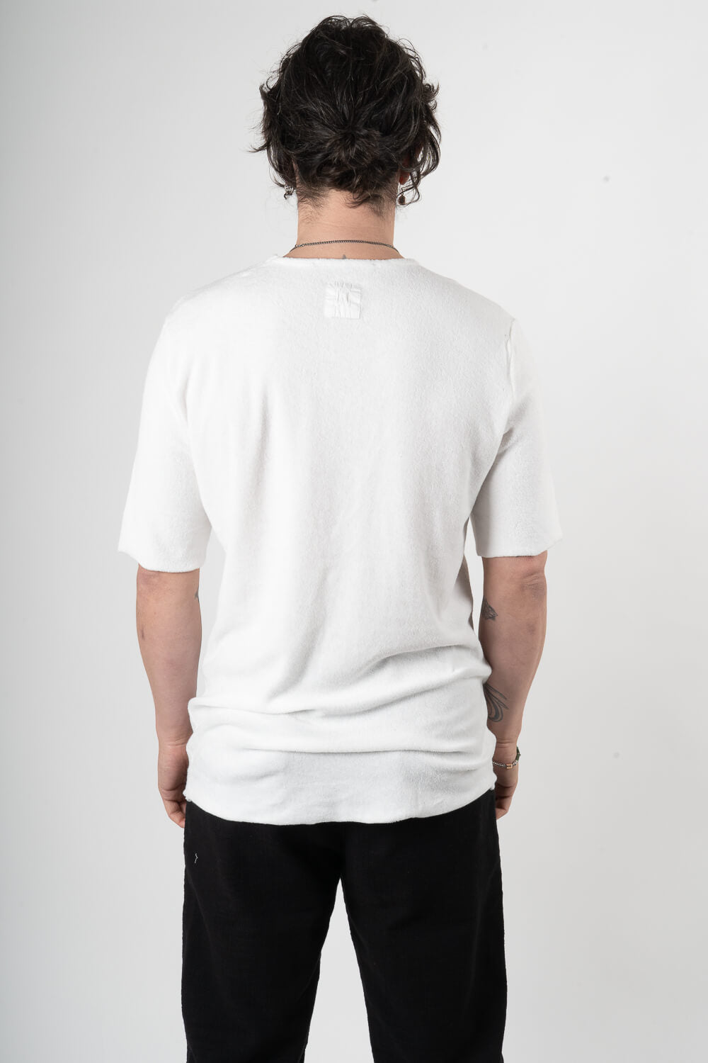Velour Round Neck T-Shirt Cream
