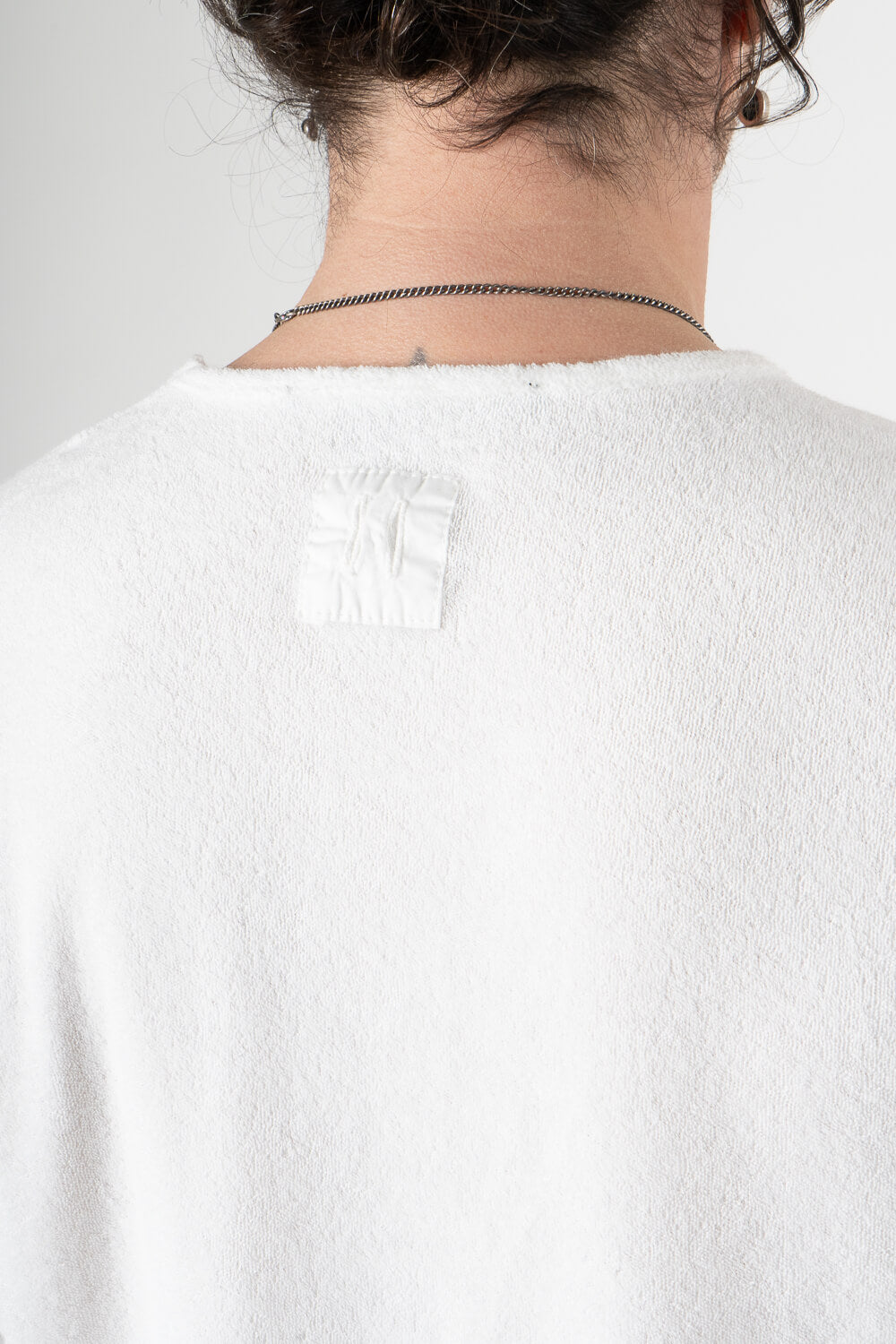 Velour Round Neck T-Shirt Cream