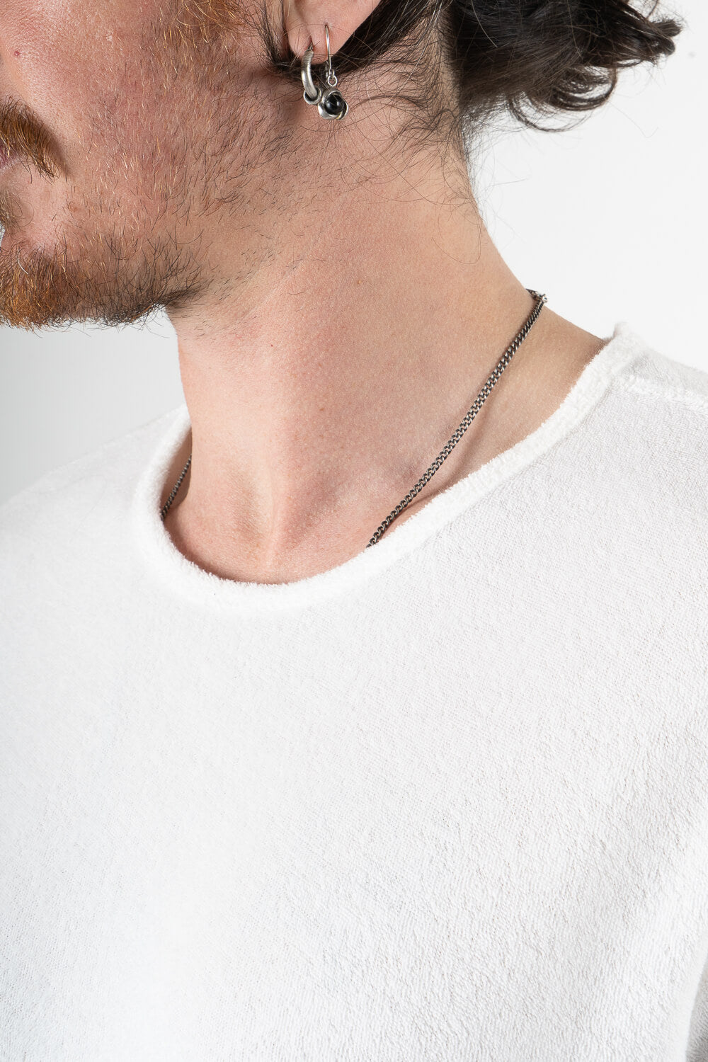 Velour Round Neck T-Shirt Cream
