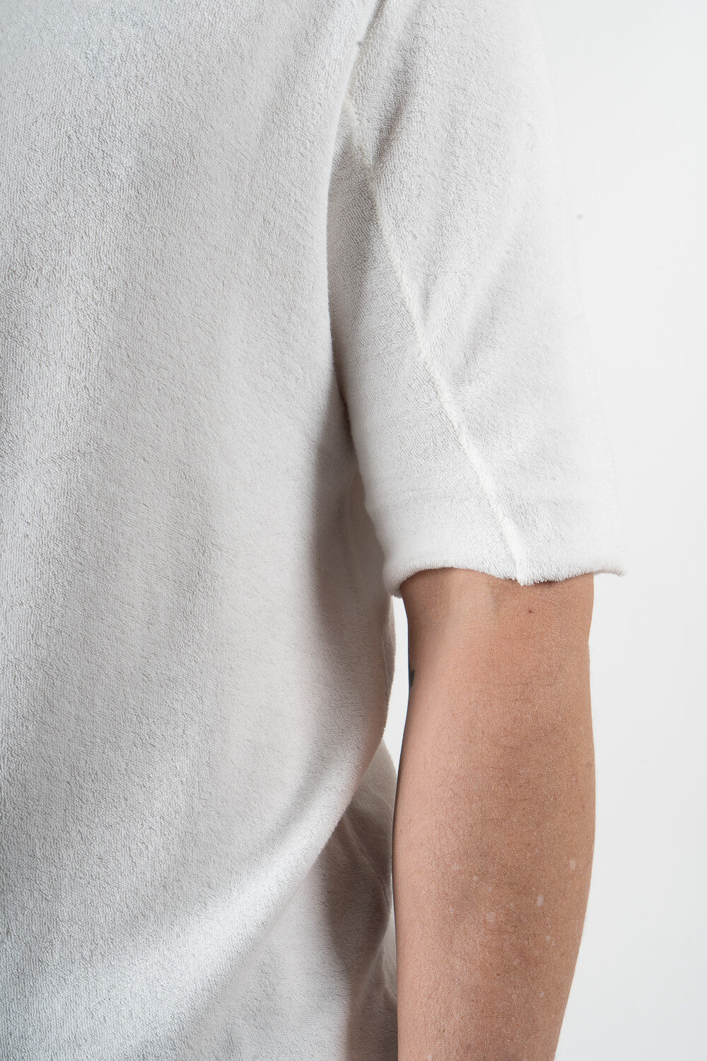 Velour Round Neck T-Shirt Cream