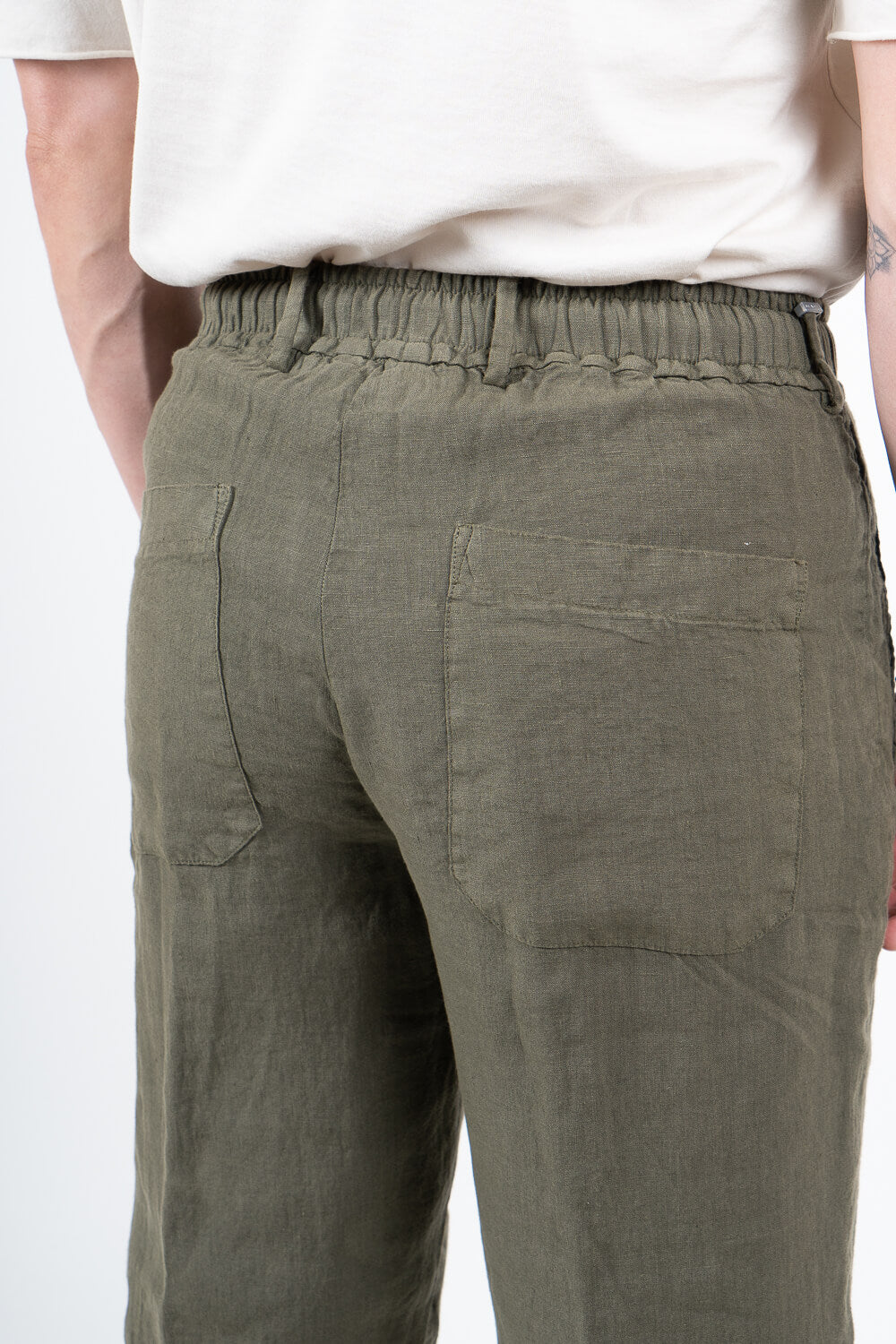 Vincent Italian Linen Drawstring Trousers Military Green