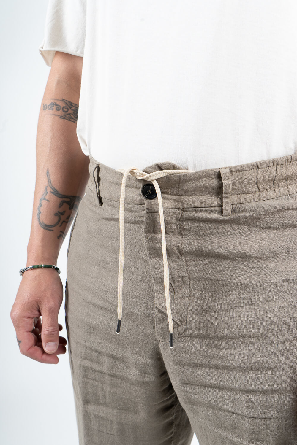 Vincent Italian Linen Drawstring Trousers Sand