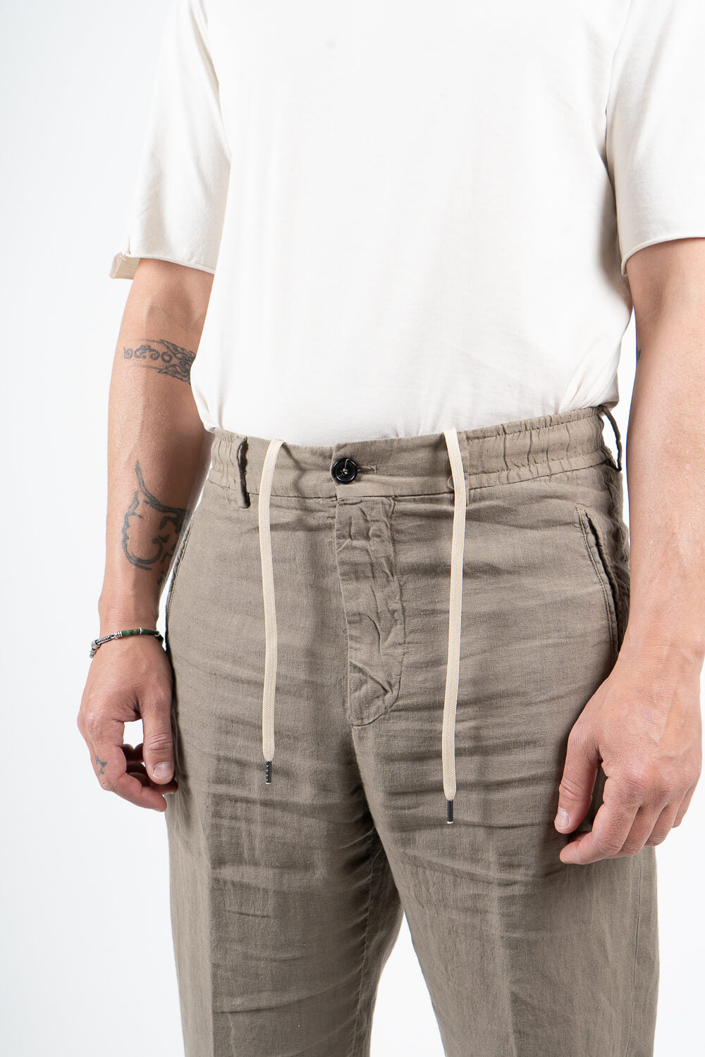 Vincent Italian Linen Drawstring Trousers Sand