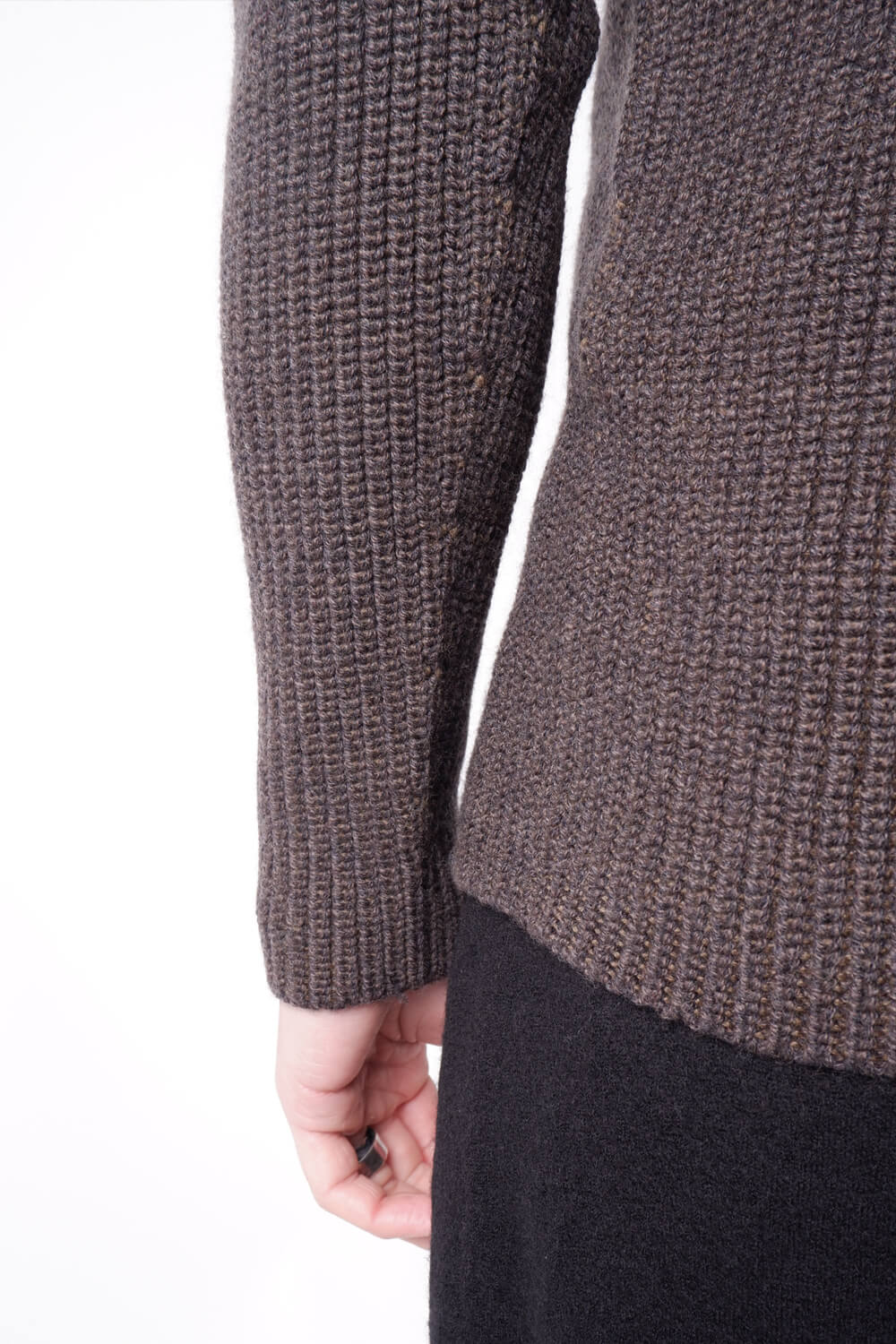 Virgin Wool Heavy Roll Neck Brown