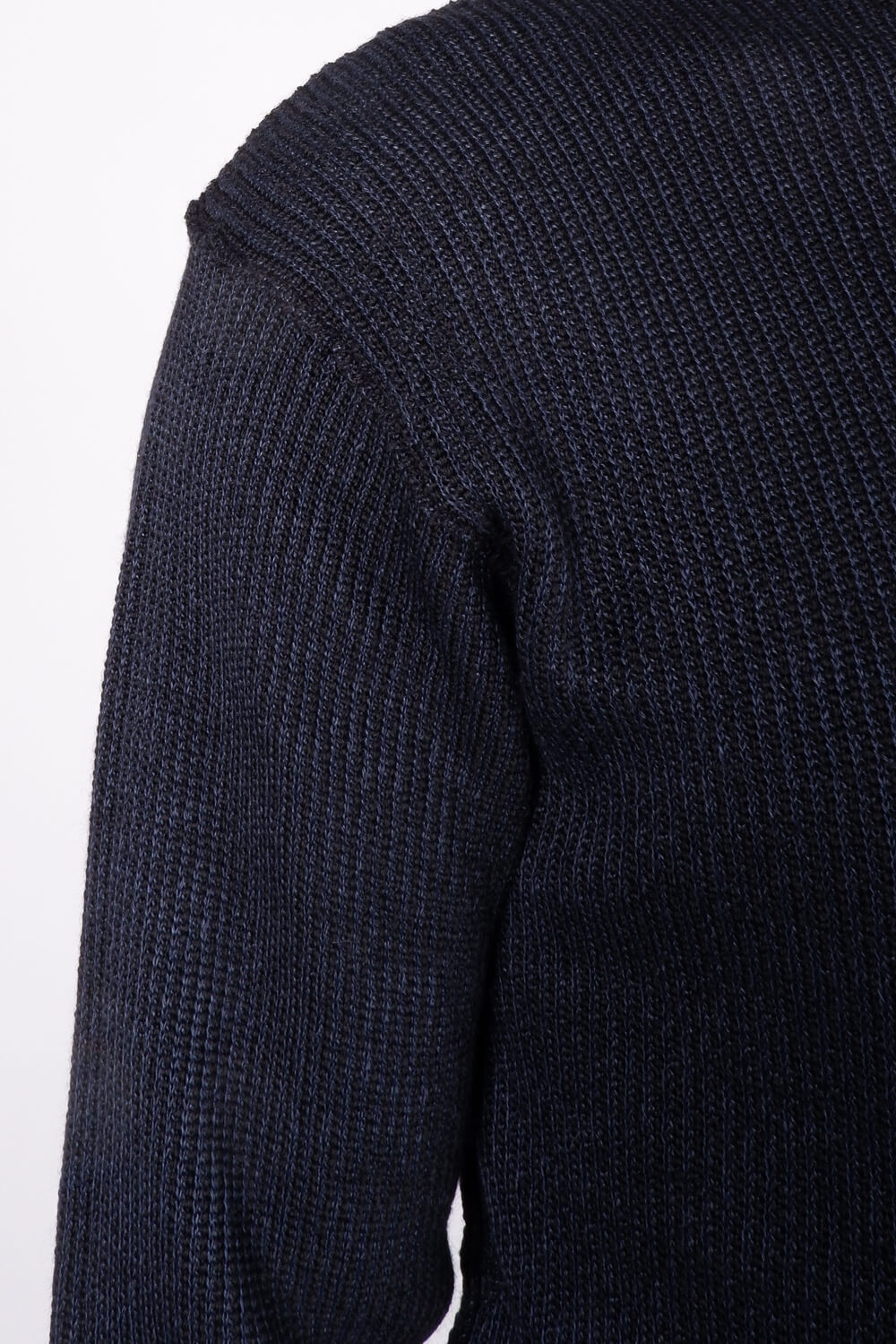 Virgin Wool/Linen Ribbed Knit Jumper Black/Navy