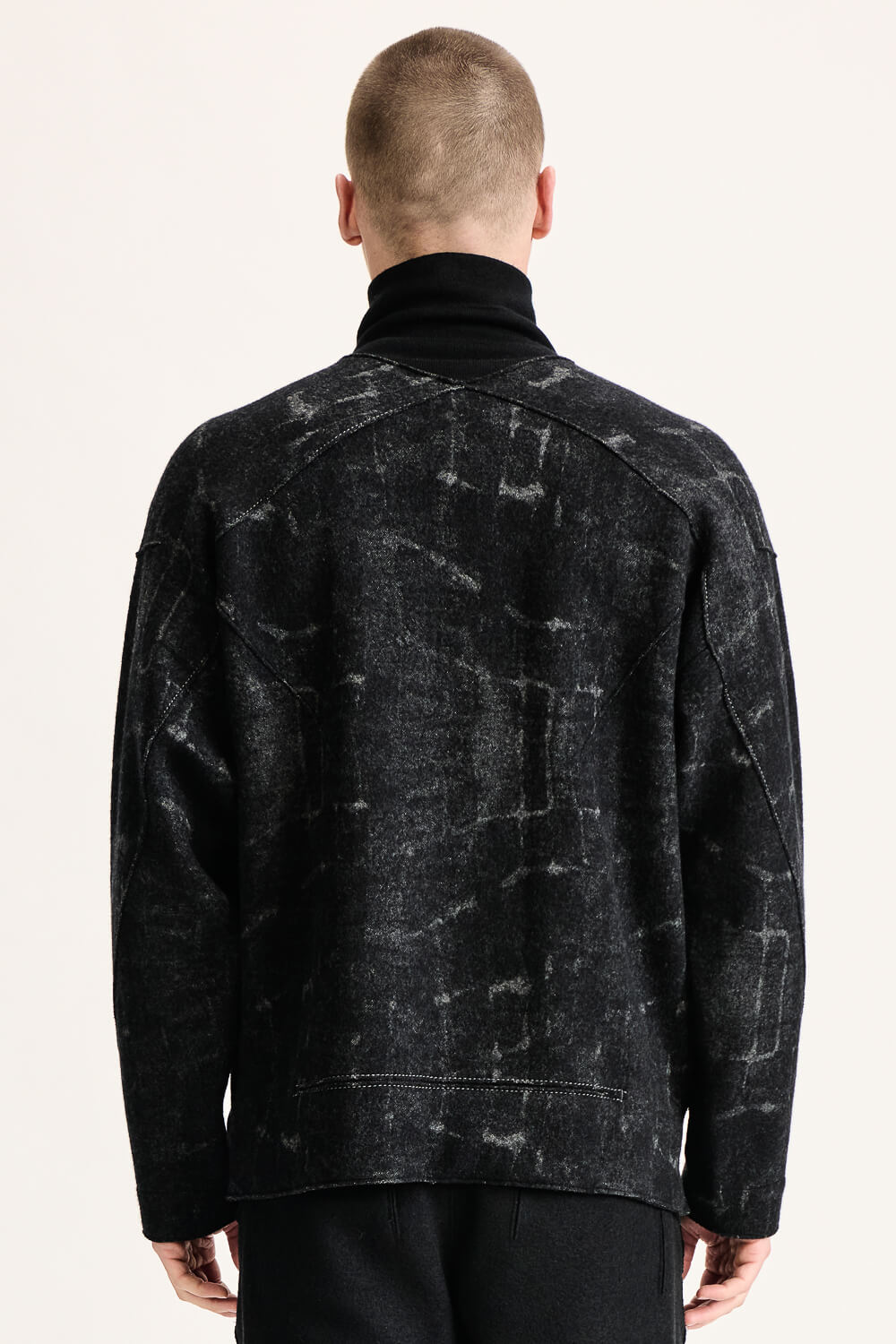 Virgin Wool/Viscose Jacquard Regular Fit Jacket Black