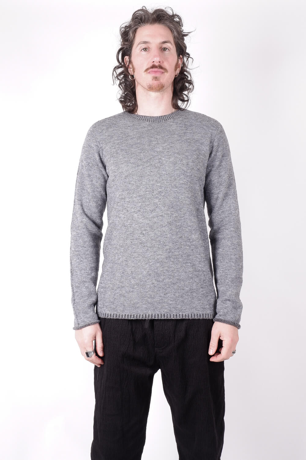 Virgin Wool Cotton Blend Sweatshirt Grey