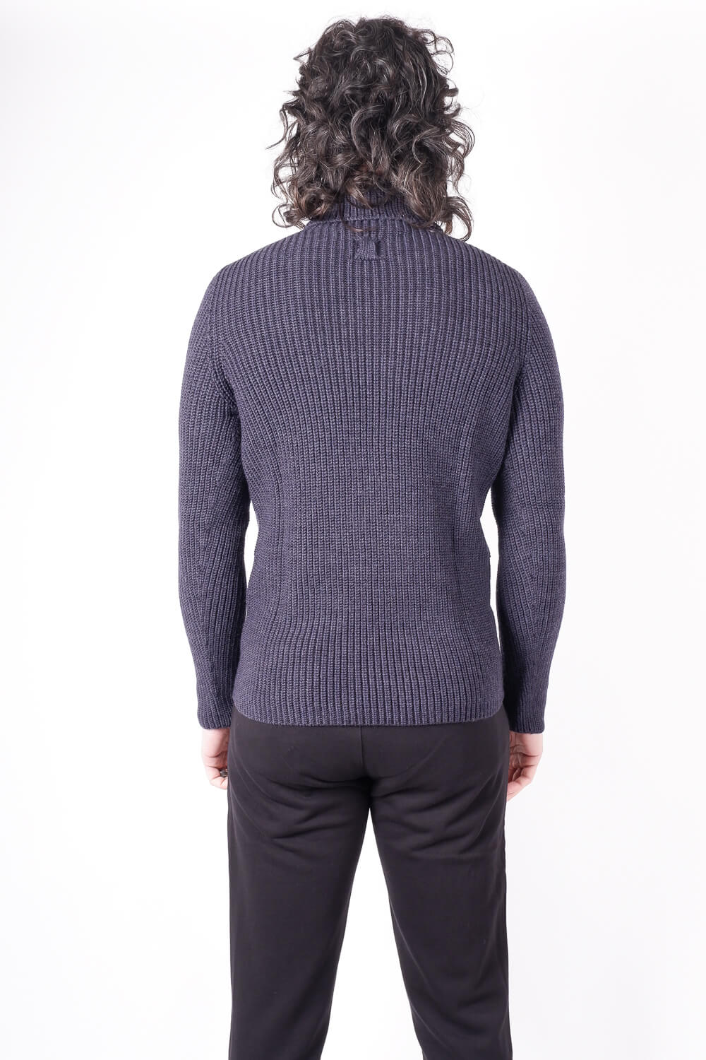 Virgin Wool Heavy Roll Neck Navy