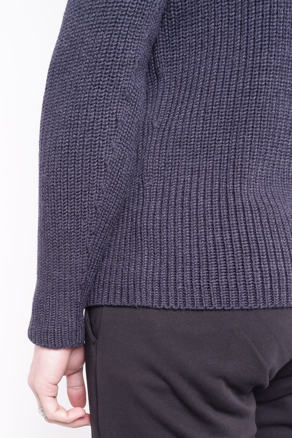 Virgin Wool Heavy Roll Neck Navy