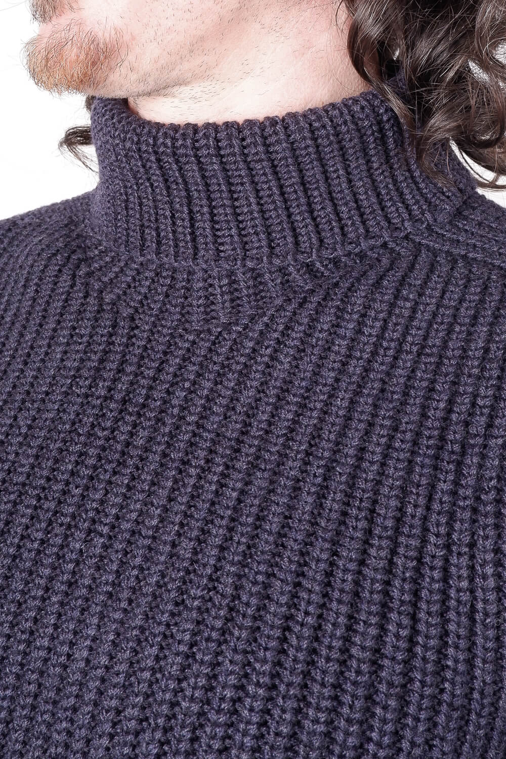 Virgin Wool Heavy Roll Neck Navy