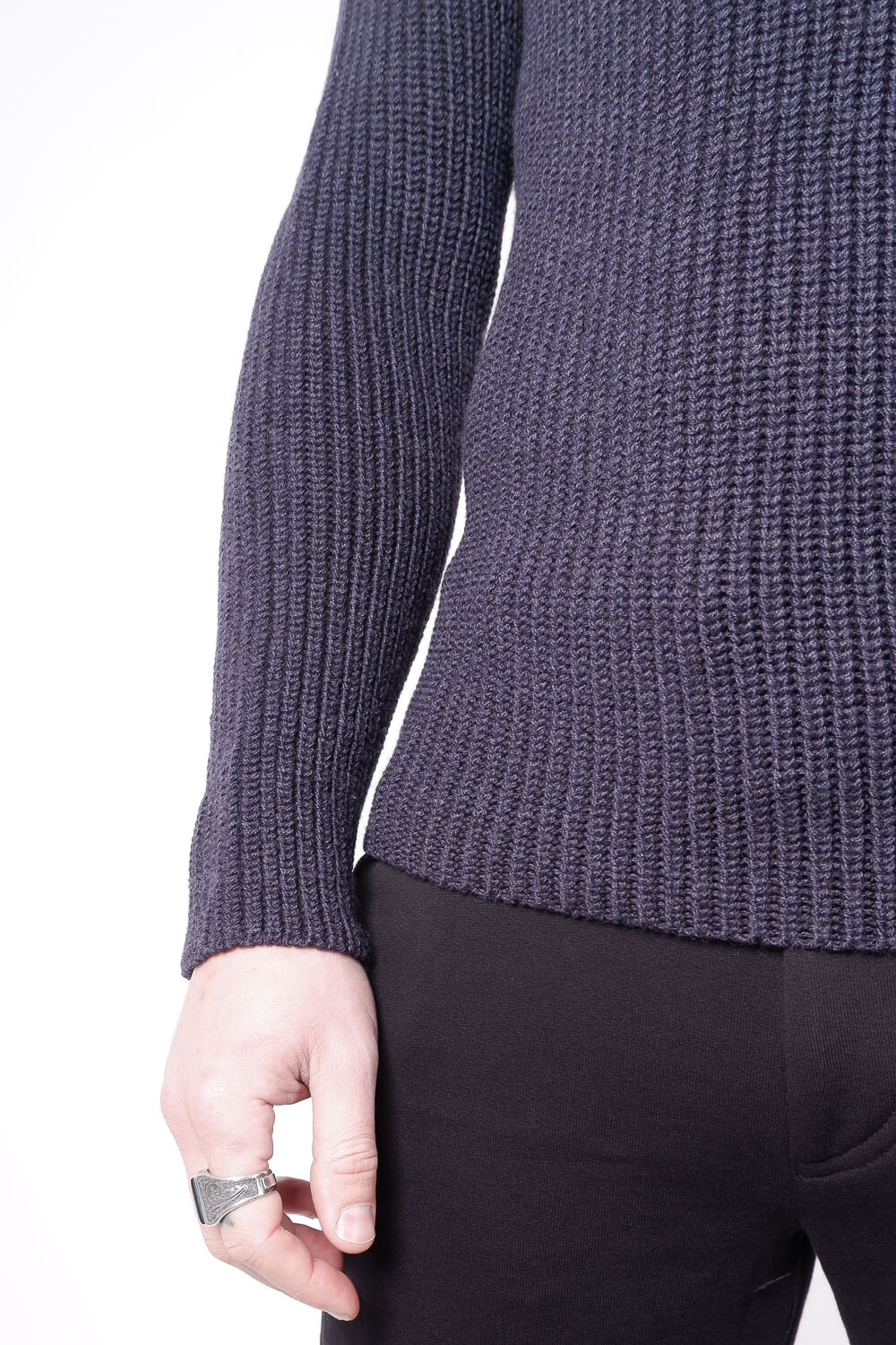 Virgin Wool Heavy Roll Neck Navy