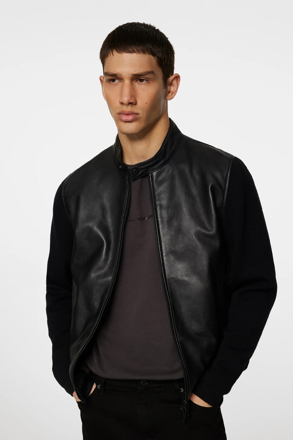 Wade Leather Hybrid Jacket Black