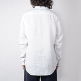 Open Collar Linen Shirt White