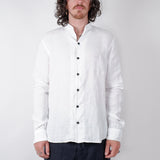 Open Collar Linen Shirt White