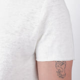 Cotton/Linen Raw Neck T-Shirt Cream