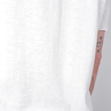 Cotton/Linen Raw Neck T-Shirt Cream