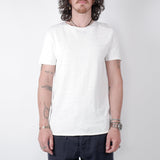 Cotton/Linen Raw Neck T-Shirt Cream