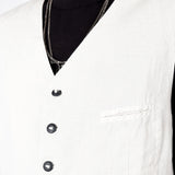 Linen Front Pocket Waistcoat Off White