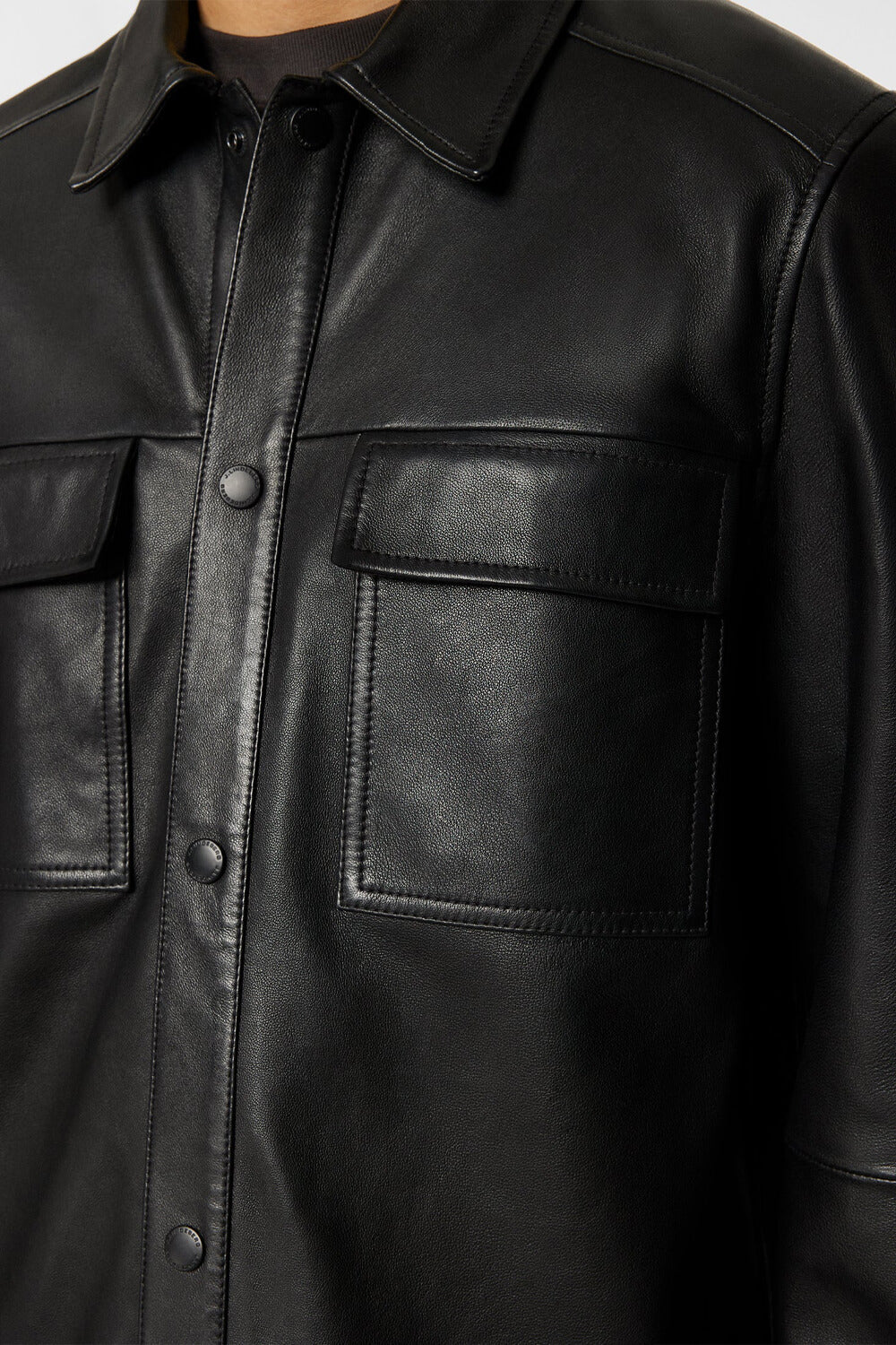 Wilden Lamb Leather Overshirt Black