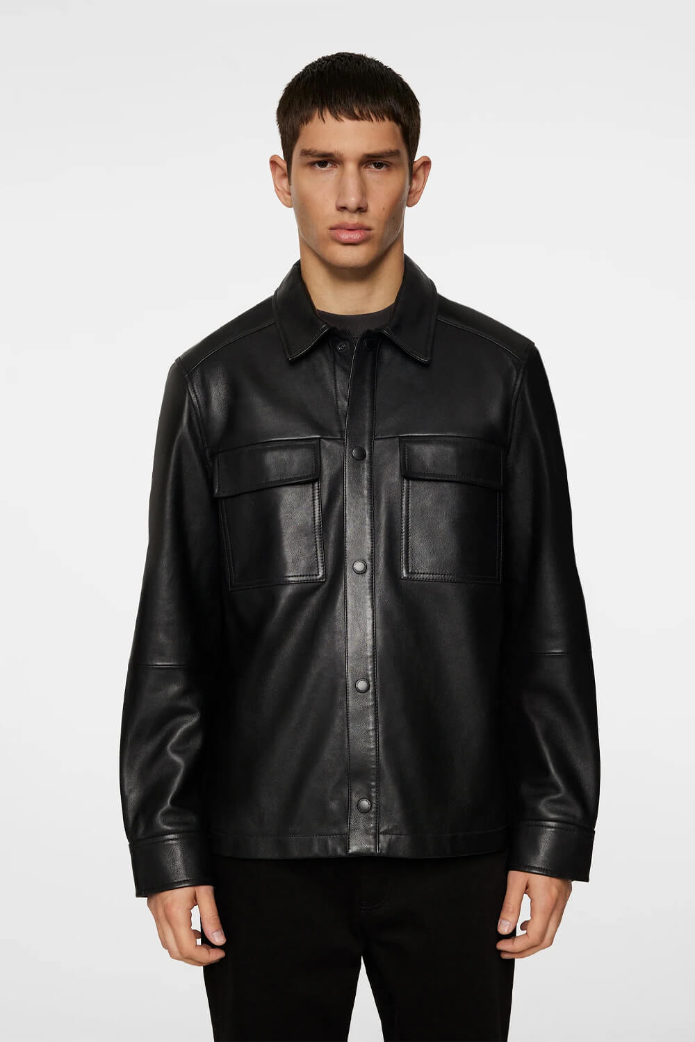 Wilden Lamb Leather Overshirt Black
