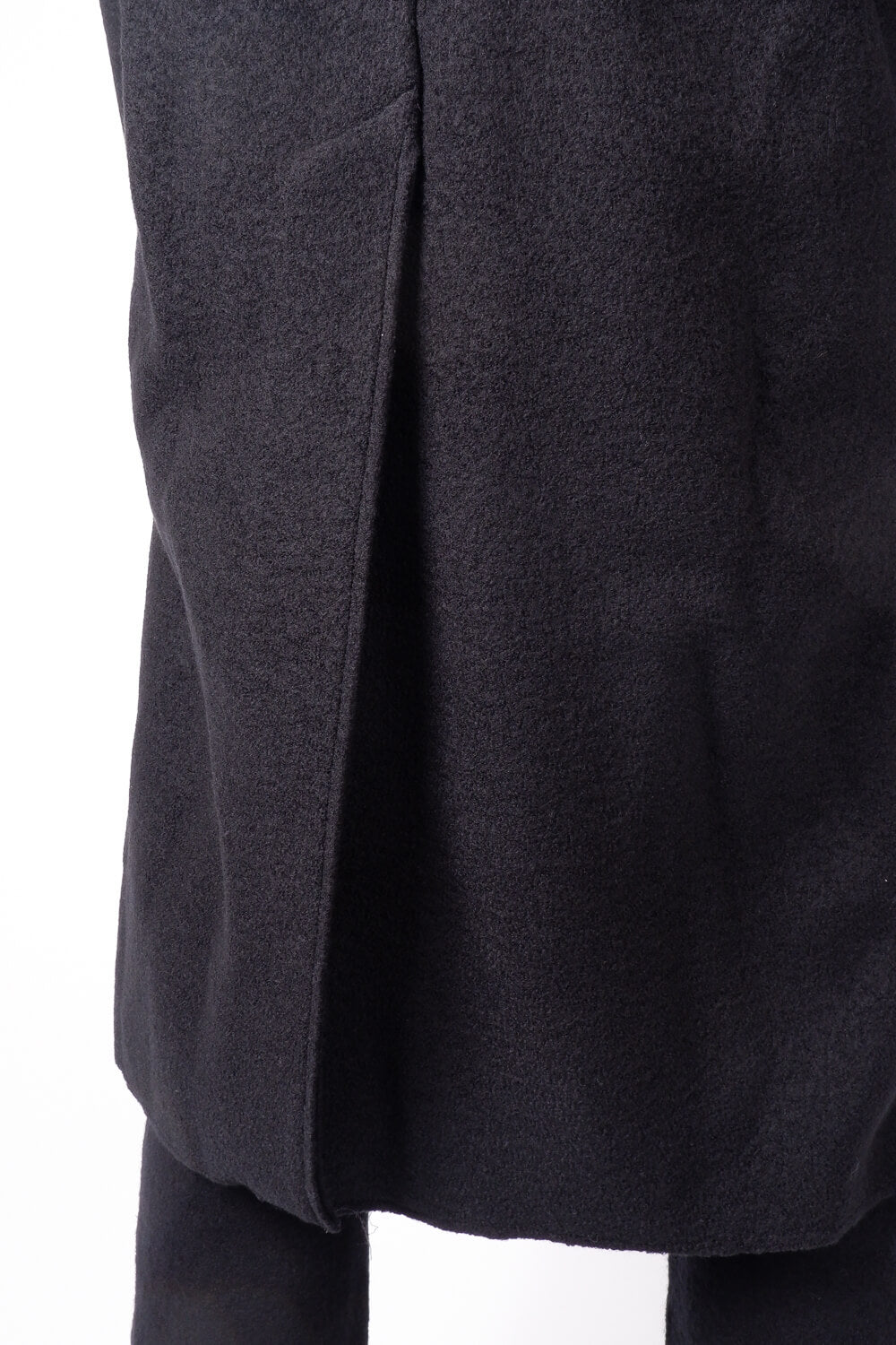 Wool Button-up Long Coat Black