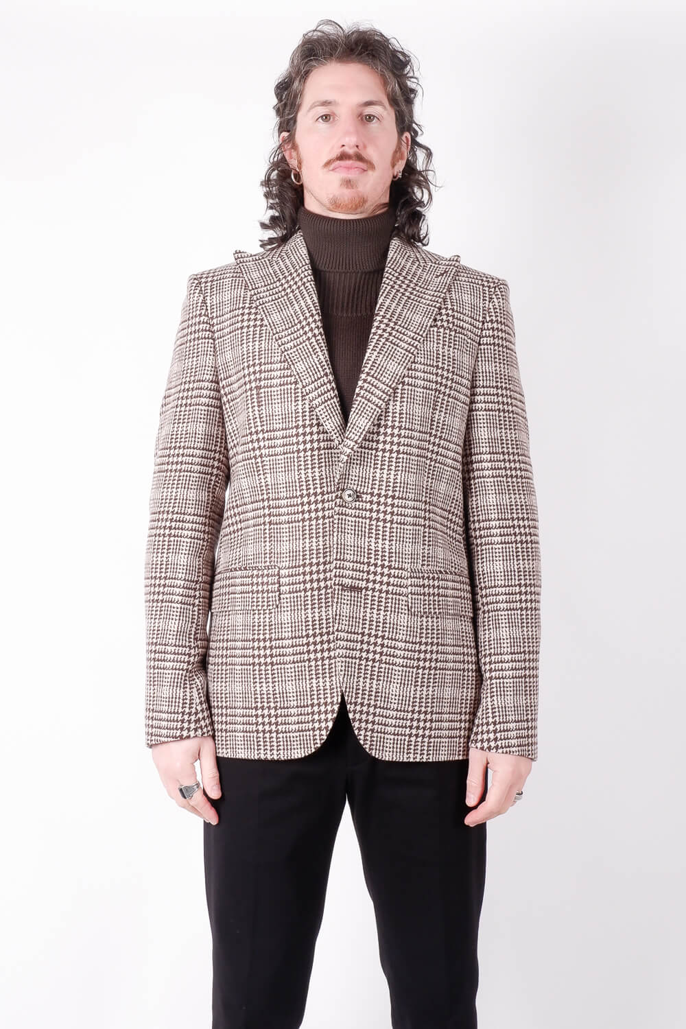 Wool Checked Blazer Beige/Brown