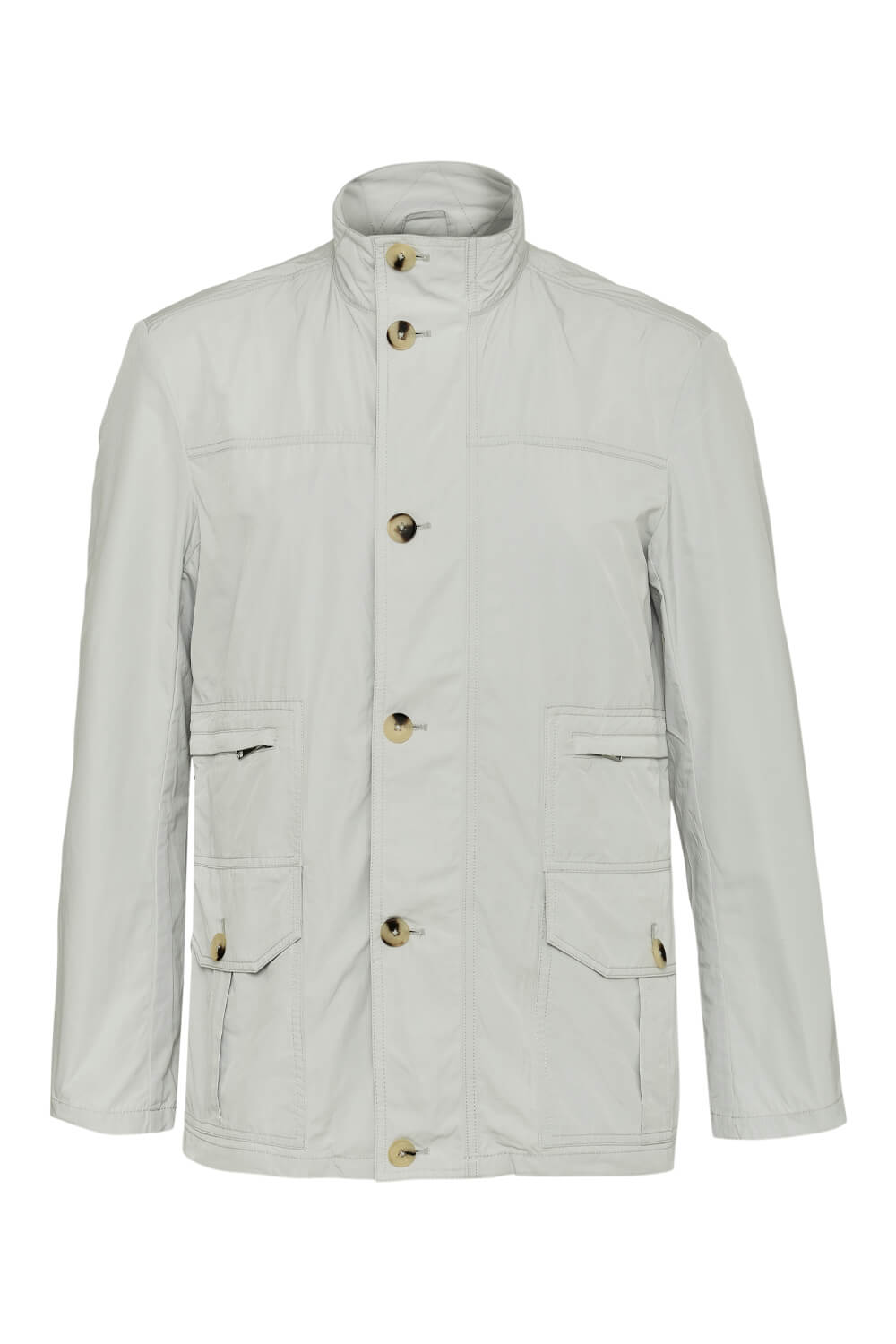 Zip-Up/Button-Up Lightweight Jacket Light Grey